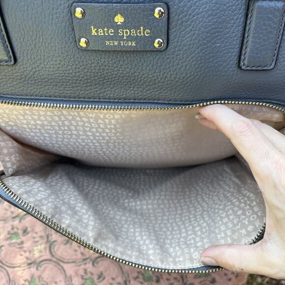 Kate Spade New York Large Gray Baxter Street Fernrose Pebbled Leather Tote Bag - Picture 10 of 16